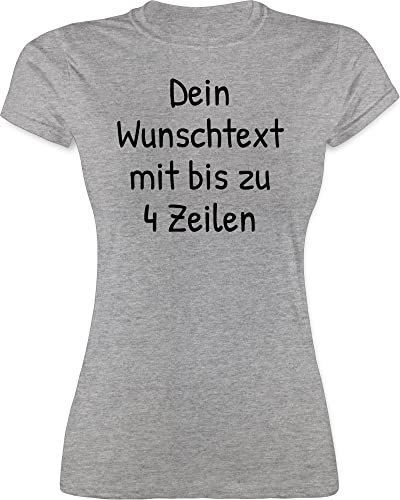 Shirt Damen - Aufdruck selbst gestalten - Wunschdruck Text Namen - M - Grau meliert - Tshirt Bedrucken selber t Personalised individuellem Schriftzug zum beschriften Druck nach Wahl Name schreiben von Geschenk mit Namen personalisiert by Shirtracer