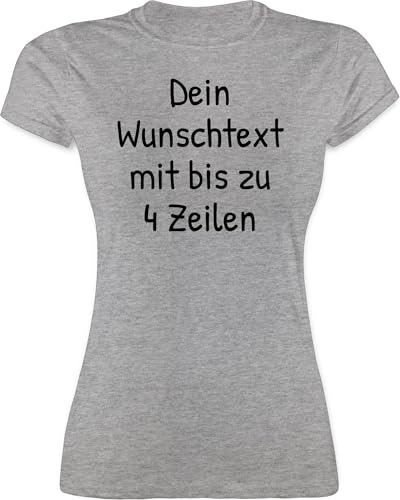 Shirt Damen - Aufdruck selbst gestalten - Wunschdruck Text Namen I Eigener Text I Custom Text - M - Grau meliert - Tshirt initialen namens-Shirt wunschtext Trinkgeld t-Shirt Bedrucken Lassen von Geschenk mit Namen personalisiert by Shirtracer
