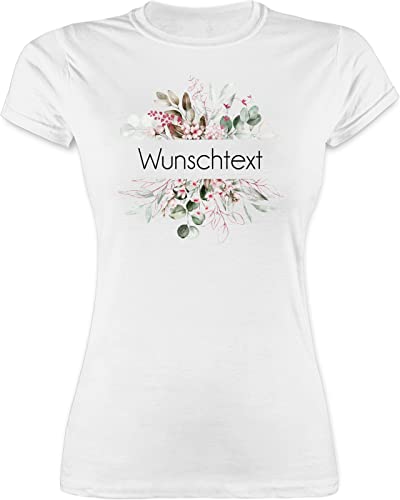 Shirt Damen - Aufdruck selbst gestalten - Wunschtext I Geschenk personalisiert I Geschenk Weihnachten - L - Weiß - Tshirt Text Bedrucken Lassen namens-Shirt personalisierte Blume t-Shirt von Geschenk mit Namen personalisiert by Shirtracer