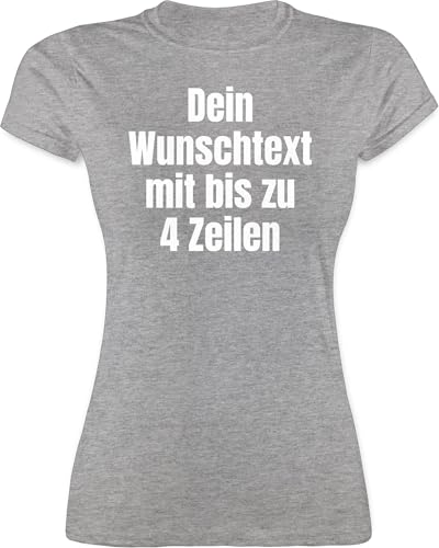 Shirt Damen - Aufdruck selbst gestalten - Wunschtext I Eigener Text I Custom Text - M - Grau meliert - individuelles t-Shirt Tshirt Bedrucken Lassen personalisierte Datum Funshirts für Frauen von Geschenk mit Namen personalisiert by Shirtracer