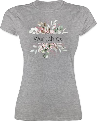Shirt Damen - Aufdruck selbst gestalten - Wunschtext I Geschenk personalisiert I Geschenk Weihnachten - M - Grau meliert - Tshirt Text Bedrucken Lassen namens-Shirt personalisierte Blume t-Shirt von Geschenk mit Namen personalisiert by Shirtracer