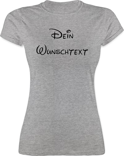 Shirt Damen - Aufdruck selbst gestalten - Wunschtext - M - Grau meliert - Bedrucken selber Tshirt t persönlichen Text t-Shirt zum personalisierte Geschenke Girly eigene Schrift Lassen von Geschenk mit Namen personalisiert by Shirtracer