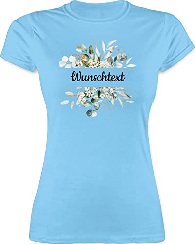 Shirt Damen - Aufdruck selbst gestalten - Wunschtext Text - S - Hellblau - Bedrucken Tshirt t-Shirt beschriften Lassen t selber selbstgestalten Shirts Druck Personalisieren bedrucktes Schriftzug von Geschenk mit Namen personalisiert by Shirtracer