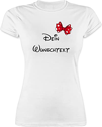 Shirt Damen - Aufdruck selbst gestalten - Spardose Wunschtext Schleife I - L - Weiß - Tshirt eigener Text namens-Shirt personalisierte Freundin t-Shirt Shirts selber Bedrucken Lassen von Geschenk mit Namen personalisiert by Shirtracer