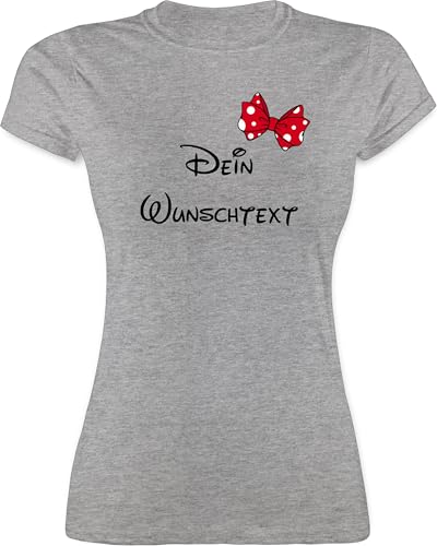 Shirt Damen - Aufdruck selbst gestalten - Spardose Wunschtext Schleife I - S - Grau meliert - Tshirt eigener Text namens-Shirt personalisierte Freundin t-Shirt Shirts selber Bedrucken Lassen von Geschenk mit Namen personalisiert by Shirtracer