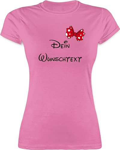 Shirt Damen - Aufdruck selbst gestalten - Spardose Wunschtext Schleife I - XL - Rosa - Tshirt eigener Text namens-Shirt personalisierte Freundin t-Shirt Shirts selber Bedrucken Lassen von Geschenk mit Namen personalisiert by Shirtracer