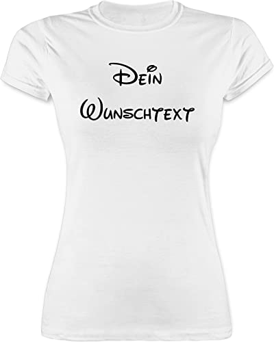 Shirt Damen - Aufdruck selbst gestalten - Wunschtext - L - Weiß - Bedrucken Schrift Tshirt personalisiertem Text Lassen Name und Datum Druck selber erstellen individueller beschriftung Customized von Geschenk mit Namen personalisiert by Shirtracer