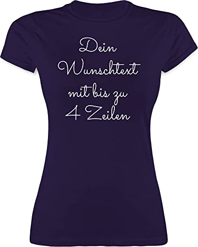 Shirt Damen - Aufdruck selbst gestalten - Wunschtext - XL - Lila - individuellem Text Tshirt Bedrucken Lassen own Name Personalised Gifts Custom beschrifte personalisierte Geschenke selber Machen von Geschenk mit Namen personalisiert by Shirtracer