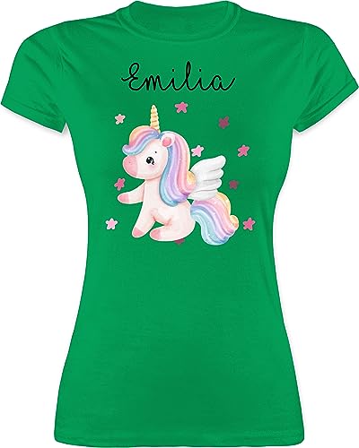 Shirt Damen - Süßes Einhorn Sweet Unicorn - XL - Grün - t Erwachsene Name t-Shirt personalisierte von Geschenk mit Namen personalisiert by Shirtracer