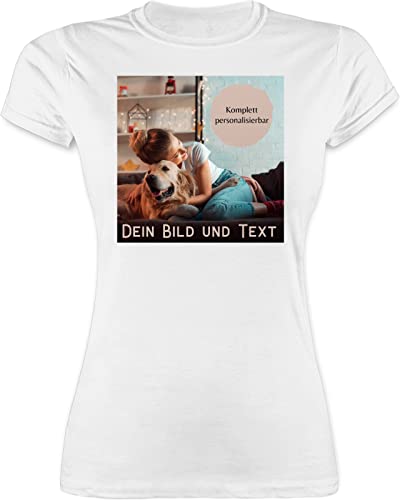 Shirt Damen - eigenem - Foto Bild Geschenk - XXL - Weiß - selbst und wunschtext gedruckt eigen Aufdruck Bedrucken zum Name gestalten Lassen personalisierte persönlich Drauf Machen selber Text von Geschenk mit Namen personalisiert by Shirtracer