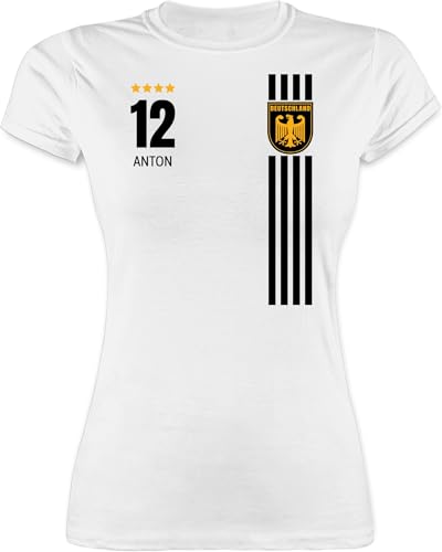 Shirt Damen - 2026 Fussball WM Fanartikel - Deutschland Germany Trikot Style - XXL - Weiß - Deutschland-t-Shirt em Trikots fußball deutsche Funshirts für Frauen Deutschland. Tshirt em-Trikots von Geschenk mit Namen personalisiert by Shirtracer