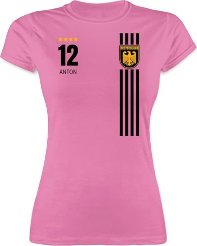 Shirt Damen - 2024 Fussball EM Fanartikel - Deutschland Germany Trikot Style - L - Rosa - Tshirt Frauen t-Shirt wm Team t Shirts fußball 24 mädchen Europa Deutschland-t-Shirt Deutschland. von Geschenk mit Namen personalisiert by Shirtracer