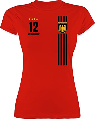 Shirt Damen - 2024 Fussball EM Fanartikel - Deutschland Germany Trikot Style - L - Rot - Frauen Tshirt wm 24 Deutschland. t-Shirt Team fußball Shirts Fanshirt Europa t-schirt t Funshirts für von Geschenk mit Namen personalisiert by Shirtracer