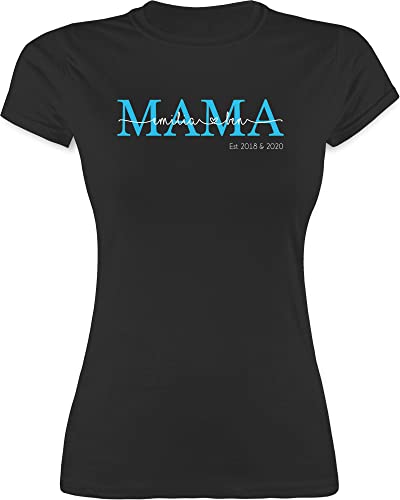 Shirt Damen - Muttertag - Mama Kindernamen Geschenk Geburtstag - L - Schwarz - Geschenke Tshirt für Mutter Personalisieren personalisierte schöne Tag Custom zum frischgebackene Sachen mamatags von Geschenk mit Namen personalisiert by Shirtracer