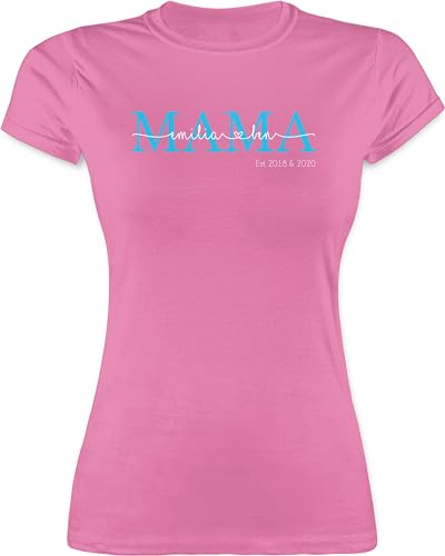 Shirt Damen - Muttertag - Mama Kindernamen Geschenk Geburtstag - M - Rosa - personalisierte Geschenke Mutter Tshirt Personalisieren personalisiertes t-Shirt schönes muttertagsgeschenk Shirts Kinder von Geschenk mit Namen personalisiert by Shirtracer