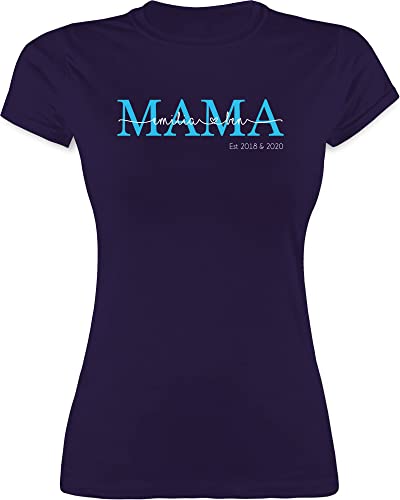 Shirt Damen - Muttertag - Mama Kindernamen Geschenk Geburtstag - L - Lila - Tshirt t-Shirt für mütter Kinder t Shirts Personalisieren ...Mama Mamas 50 MADL mom Oberteil von Geschenk mit Namen personalisiert by Shirtracer