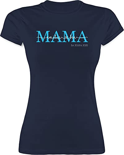 Shirt Damen - Muttertag - Mama Kindernamen Geschenk Geburtstag - XL - Navy Blau - für mütter Frauen Tshirt personalisierte Mutter Mami t Personalisieren mom schöne muttertagsgeschenke Shirts von Geschenk mit Namen personalisiert by Shirtracer