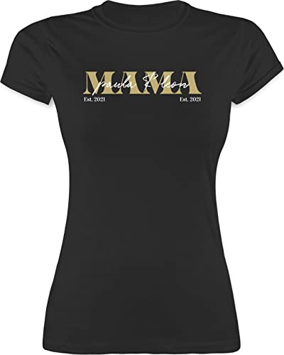 Shirt Damen - Mama Geschenk mit Namen Kinder Datum Geburtsjahr Muttertagsgeschenk Mutti seit - M - Schwarz - Tshirt 2 Geschenke für mütter mom t-Shirt muttertagsgeschenke Muttertag Oberteil von Geschenk mit Namen personalisiert by Shirtracer