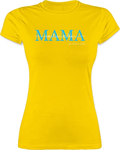 Shirt Damen - Muttertag - Mama Kindernamen Geschenk Geburtstag - M - Gelb - muttertags Tshirt t-Shirt für mütter Geschenke Mutter personalisierbar Shirts zum personalisierte Mami seit Oberteil von Geschenk mit Namen personalisiert by Shirtracer