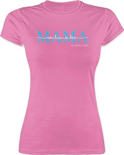 Shirt Damen - Muttertag - Mama Kindernamen Geschenk Geburtstag - XL - Rosa - Tshirt t-Shirt Geschenke für Seine Mutter est Frau mom Mutti muttertags personalisierbar MADL schöne personalisiertes von Geschenk mit Namen personalisiert by Shirtracer