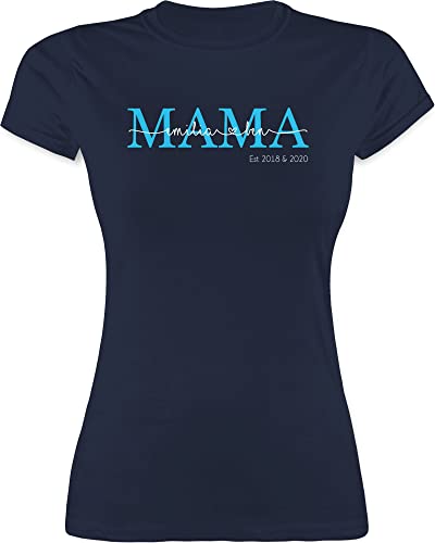 Shirt Damen - Mama Kindernamen Geschenk Geburtstag - L - Navy Blau - Geschenke für mütter Tshirt zum Muttertag Mutti Mami t-Shirt muttertagsgeschenk von Sohn muttertagsgeschenke mom est t schirts von Geschenk mit Namen personalisiert by Shirtracer
