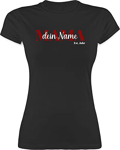 Shirt Damen - Muttertag - Mama Schriftzug Name von Kindern - S - Schwarz - muttertags Tshirt mom t-Shirt muttertagsgeschenk Mum Oberteil Geschenke für mütter muttertagsgeschenke Shirts von Geschenk mit Namen personalisiert by Shirtracer