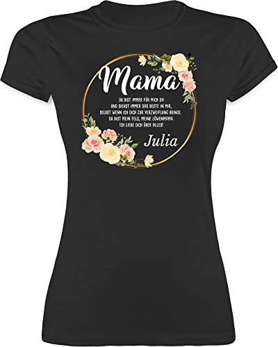 Shirt Damen - Mama du bist Immer für Mich da - L - Schwarz - t sprüche Mutti Tshirt mom t-Shirt personalisierte Oberteil Geschenke Shirts von Geschenk mit Namen personalisiert by Shirtracer