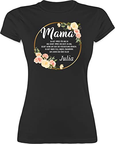 Shirt Damen - Muttertag - Mama du bist Immer für Uns da - L - Schwarz - mom Tshirt Geschenke ...Mama t-Shirt Shirts Mutter Tage t personalisierte zum Moms personalisiertes Mother muttertags von Geschenk mit Namen personalisiert by Shirtracer