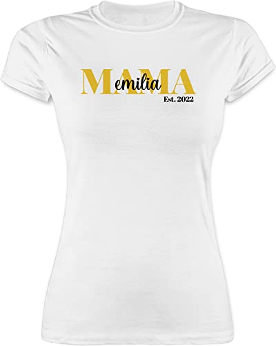 Shirt Damen - Muttertag - Schriftzug Mama Tochter Sohn Datum - M - Weiß - Geschenke für mütter Tshirt Mutter Tage personalisierte schöne Tag Sachen mamatags personalisiertes von Geschenk mit Namen personalisiert by Shirtracer