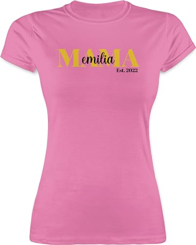 Shirt Damen - Muttertag - Schriftzug Mama Tochter Sohn Datum - XXL - Rosa - muttertagsgeschenk mutertagsgeschenke Shirts mom Tshirt Geschenke für mütter t-Shirt personalisierte motherday Oberteil von Geschenk mit Namen personalisiert by Shirtracer