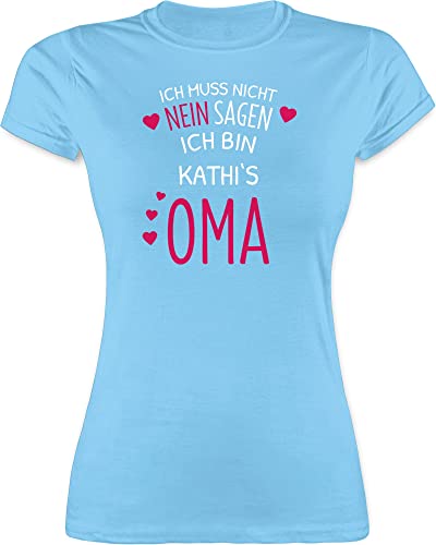 Shirt Damen - Großmutter - Ich muss Nicht Nein Sagen ich Bin die Oma mit Name - XL - Hellblau - Geschenke für omis t-Shirt Omas Tshirt Weihnachten t Aufschrift frischgebackene personalisiertes von Geschenk mit Namen personalisiert by Shirtracer