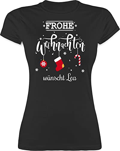 Shirt Damen - Geschenke Christmas - Frohe Weihnachten Lettering Wunschtext - M - Schwarz - Weihnachts+Tshirt weihnachtst-Shirt weihnachtsmotiv Shirts Weihnachts Tshirt von Geschenk mit Namen personalisiert by Shirtracer