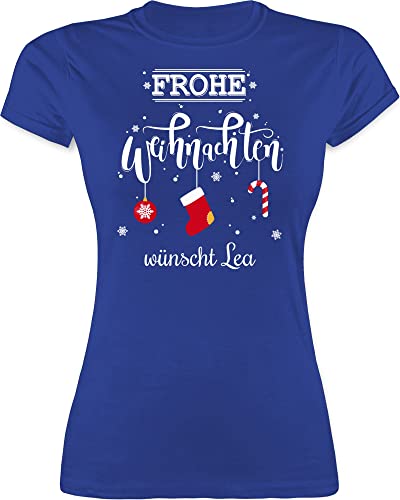 Shirt Damen - Geschenke Christmas - Frohe Weihnachten Lettering Wunschtext - XL - Royalblau - Weihnachts+Tshirt Weihnachts Tshirt weihnacht t Shirts personalisierte weihnachtsshirt weihnachtsmotive von Geschenk mit Namen personalisiert by Shirtracer