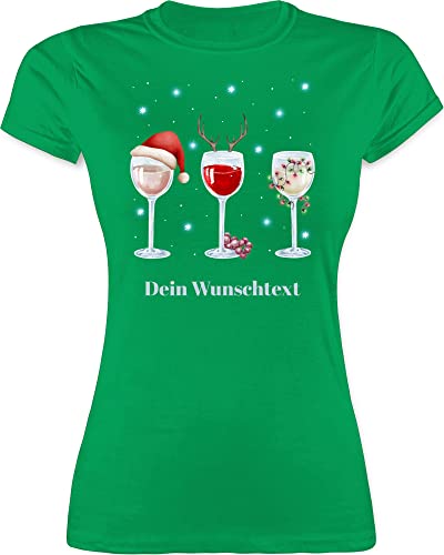 Shirt Damen - Geschenke Christmas - Weingläser Weihnachten - XXL - Grün - personalisierte weihnachtsshirt weihnachtliche Tshirt weihnachtst-Shirt weihnacht t Weihnachts weihnachtsmotiven t-Shirt von Geschenk mit Namen personalisiert by Shirtracer