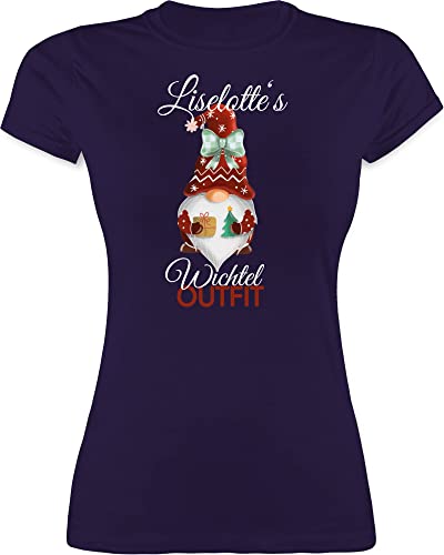 Shirt Damen - Weihnachten Geschenke Christmas - Wichtel Outfit mit Name - L - Lila - Weihnachts Tshirt Frauen t-Shirt weihnachtsmotiv und t Frohe t-Shirts personalisierte Shirts 2023 2022 von Geschenk mit Namen personalisiert by Shirtracer