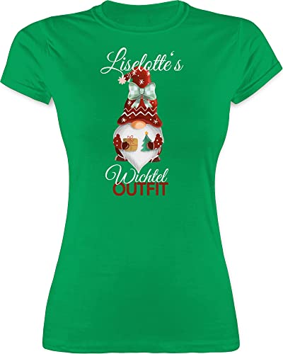 Shirt Damen - Weihnachten Geschenke Christmas - Wichtel Outfit mit Name - S - Grün - personalisierte weihnachtsshirts weihnachtlich Tshirt Weihnachts weihnachtsmotive t weihnachtsshirt von Geschenk mit Namen personalisiert by Shirtracer