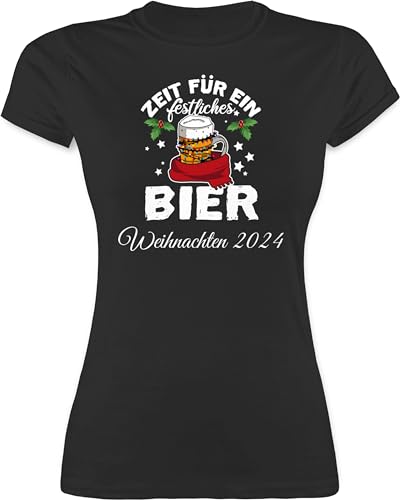 Shirt Damen - Weihnachten Geschenke Christmas - Zeit für EIN festliches Bier Wunschtext 2024 - XXL - Schwarz - t-Shirt Weihnachts Tshirt weihnachtst-Shirt weihnachtliche t weihnachtsmotiven von Geschenk mit Namen personalisiert by Shirtracer