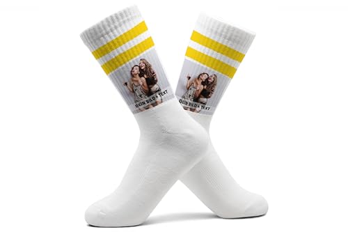 Socken mit eigenem Bild und Text Frauen Tennissocken mit Foto selbst gestalten Tennissocken Beste Freundinnen Geschenk BFF I - 37-41 - Gelb - custom face socks fotosocken bilder photo strümpfe von Geschenk mit Namen personalisiert by Shirtracer