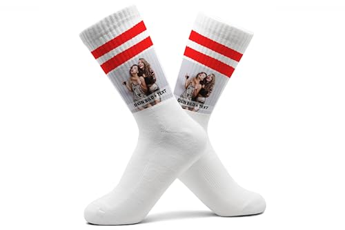 Socken mit eigenem Bild und Text Frauen Tennissocken mit Foto selbst gestalten Tennissocken Beste Freundinnen Geschenk BFF I - 37-41 - Rot - custom face socks fotosocken bilder photo strümpfe von Geschenk mit Namen personalisiert by Shirtracer