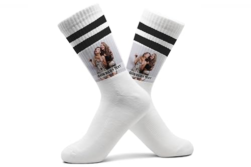 Socken mit eigenem Bild und Text Frauen Tennissocken mit Foto selbst gestalten Tennissocken Beste Freundinnen Geschenk BFF I - 37-41 - Schwarz - custom face socks fotosocken bilder photo strümpfe von Geschenk mit Namen personalisiert by Shirtracer