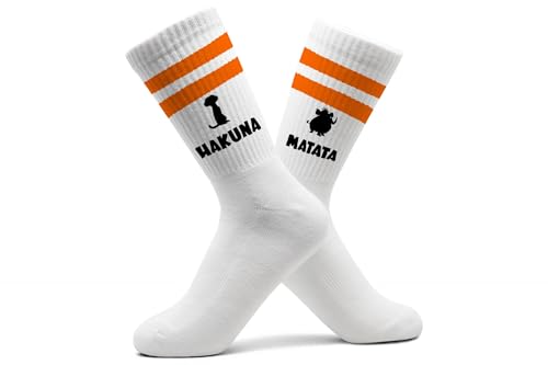 Statement - Socken Hakuna Matata Erdmännchen Warzenschwein Tennissocken Keine Sorge I Kein Problem Tennissocken Alles in Ordnung - 42-46 - Orange - spruch damen weiße herren von Geschenk mit Namen personalisiert by Shirtracer