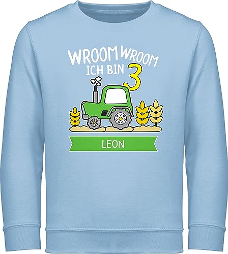 Sweater Kinder Sweatshirt Jungen Mädchen Pullover - 3. Geburtstag - Ich bin 3 Traktor Trecker Ich werde 3 Bulldog - 116 (5/6 Jahre) - Hellblau - jahre junge dritter langarm geburtstagsshirt von Geschenk mit Namen personalisiert by Shirtracer