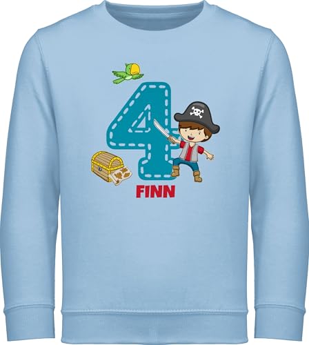 Sweater Kinder Sweatshirt Jungen Mädchen Pullover - 4. - Vierter Geburtstag Piraten Abenteuer mit Name | Seeräuber Motiv 4er Kindergeburtstag Piratenparty I 4 Jährige I 4ter - 116 (5/6 Jahre) von Geschenk mit Namen personalisiert by Shirtracer