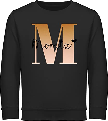 Sweater Kinder Sweatshirt Jungen Mädchen Pullover - Name und Buchstabe I Geschenk Anfangsbuchstabe - 152 (12/13 Jahre) - Schwarz - Buchstaben m Pulli personalisierte anfangsbuchstaben Pulis von Geschenk mit Namen personalisiert by Shirtracer