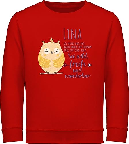Sweater Kinder Sweatshirt Jungen Mädchen Pullover - Eule Eulen Owl Geschenk zur Taufe Geburt Kommunion Konfirmation Jugendweihe - 140 (9/11 Jahre) - Rot - Owls Pulli nachteule eulenmotiv nachteulen von Geschenk mit Namen personalisiert by Shirtracer