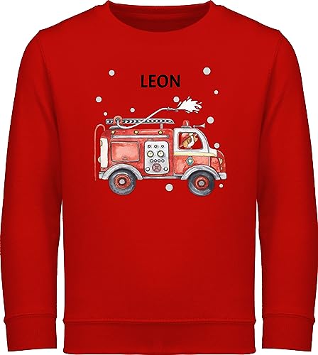 Sweater Kinder Sweatshirt Jungen Mädchen Pullover - Feuerwehr Auto I Feuerwehrauto I 112 I Fire Truck I Löschfahrzeug - 152 (12/13 Jahre) - Rot - junge jugendfeuerwehr feuerwehrautos pulli name von Geschenk mit Namen personalisiert by Shirtracer