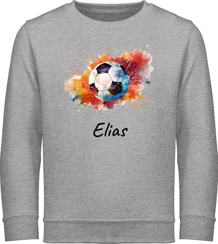 Sweater Kinder Sweatshirt Jungen Mädchen Pullover - Fußball Geschenk Fußballer I Geschenkidee Fußballfan I Fußballerin Geschenk - 128 (7/8 Jahre) - Grau meliert von Geschenk mit Namen personalisiert by Shirtracer