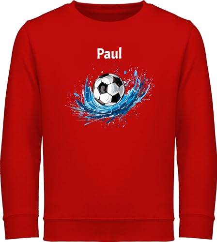 Sweater Kinder Sweatshirt Jungen Mädchen Pullover - Fußball Geschenk Fußballfan Geschenke Fußballbegeisterte I Fußballliebe - 116 (5/6 Jahre) - Rot - Fussball fußballfans Name von Geschenk mit Namen personalisiert by Shirtracer