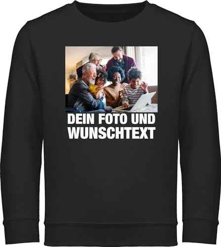 Sweater Kinder Sweatshirt Jungen Mädchen Pullover - Geschenk mit Bild I eigenem Foto I Name I eigener Text I Wunschtext - 152 (12/13 Jahre) - Schwarz - einem selbst drucken own Photo Pulli von Geschenk mit Namen personalisiert by Shirtracer