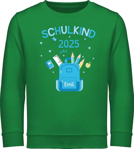 Sweater Kinder Sweatshirt Jungen Mädchen Pullover - Junge - Schulkind 2025 Geschenk Schulanfang Geschenke Einschulung Geschenk Schulkind I - 116 (5/6 Jahre) - Grün - Oberteil schulkinder 2024 von Geschenk mit Namen personalisiert by Shirtracer